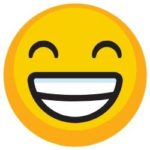 Grin emoji next to success story testimonial